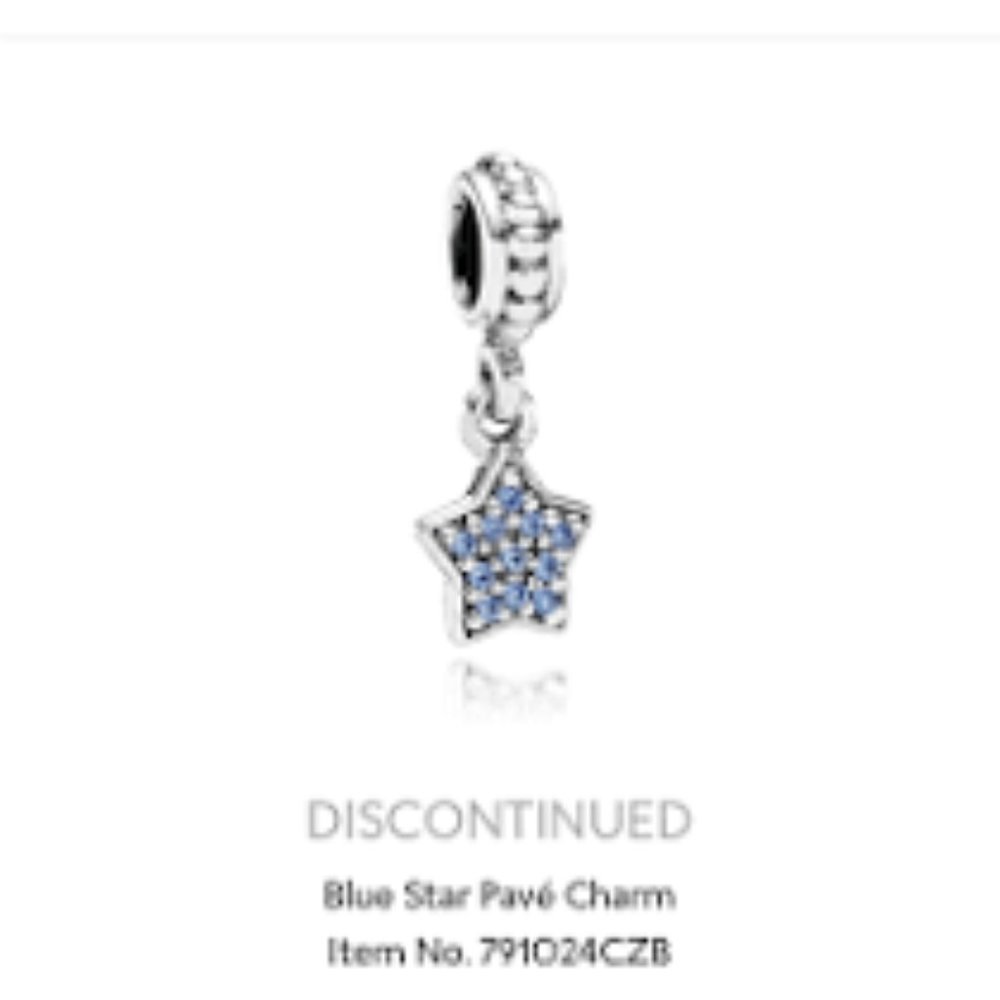 Retired Pandora dangling star w/ blue CZ stones